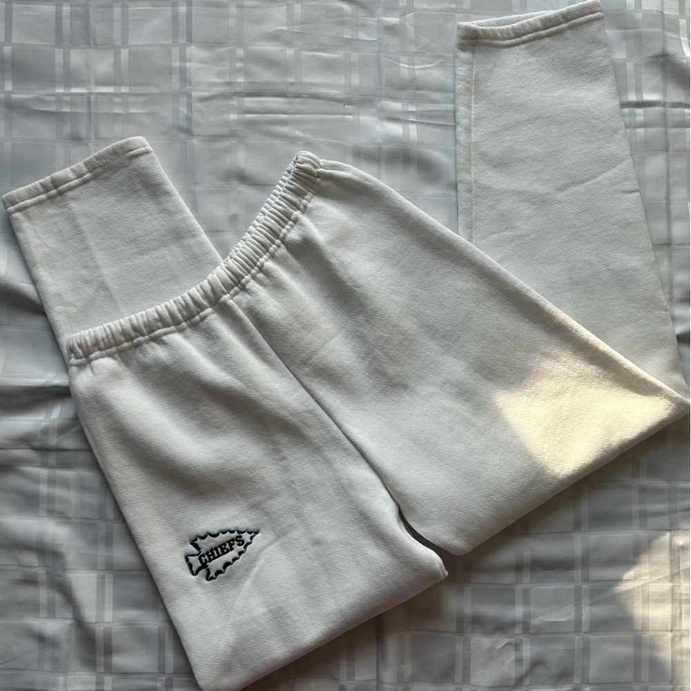 Russell Athletic White Straight Leg Kansas City Chiefs Embroidered Sweatpants